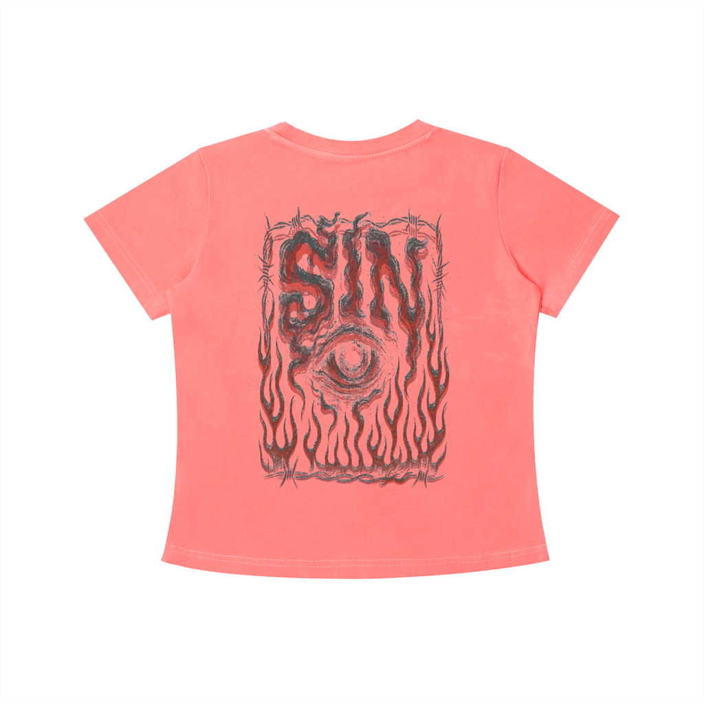 SIN Womens Vintage Wash Slim Fit T-shirt