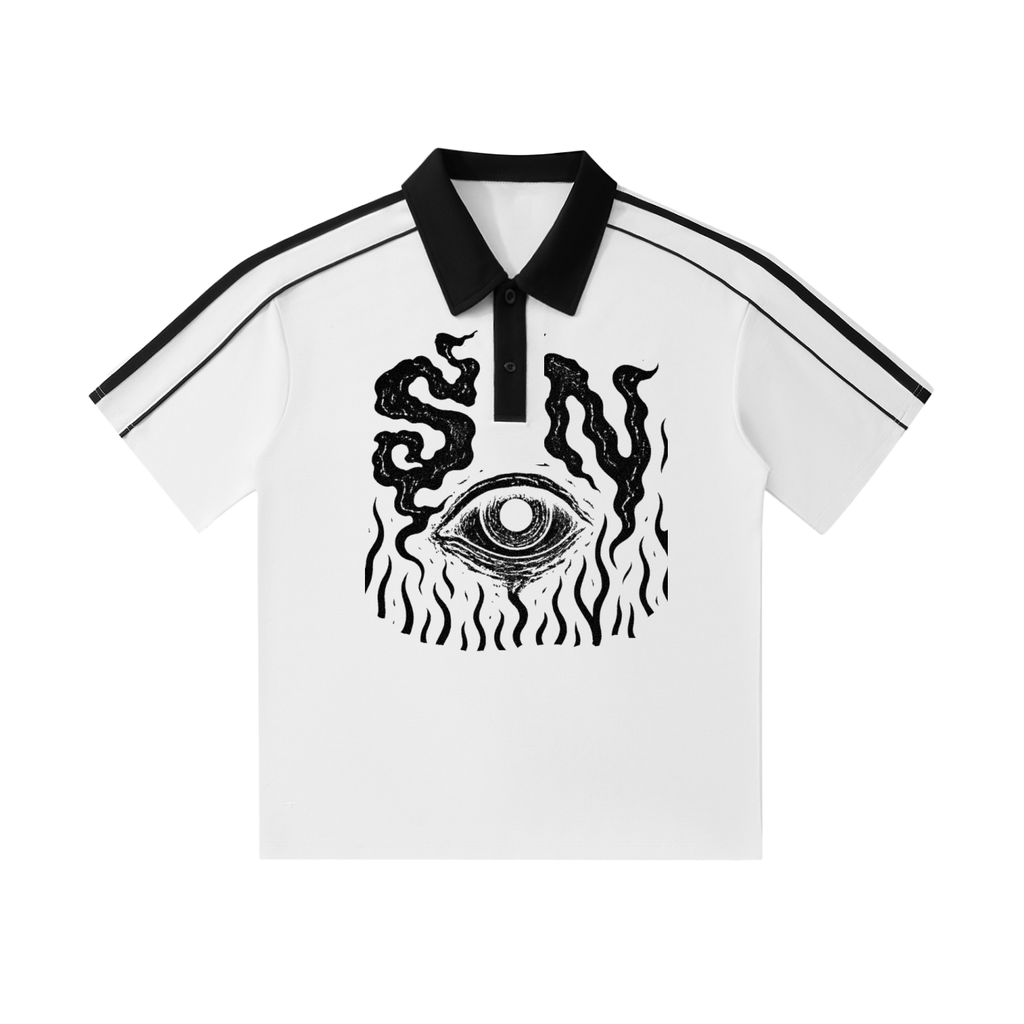 Contrast Collar Short-Sleeve Polo Shirt