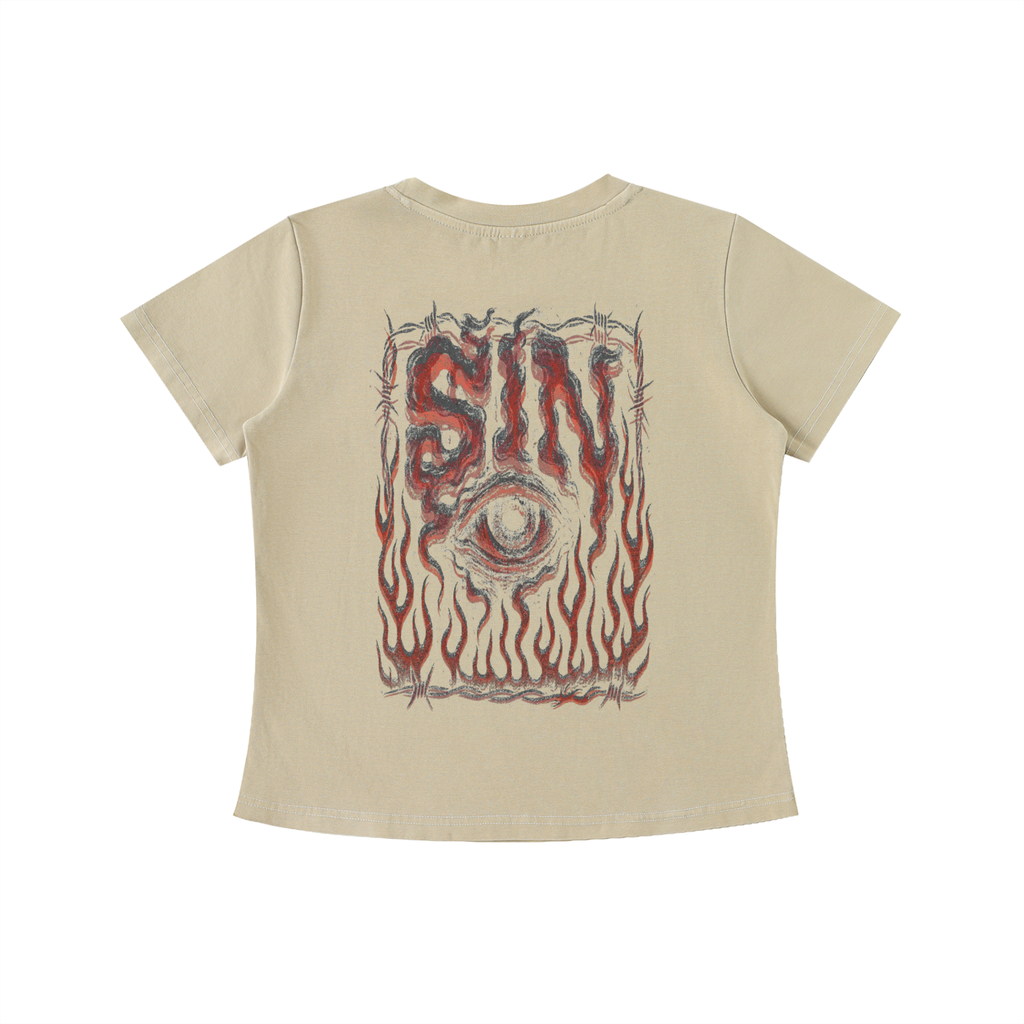 SIN Womens Vintage Wash Slim Fit T-shirt
