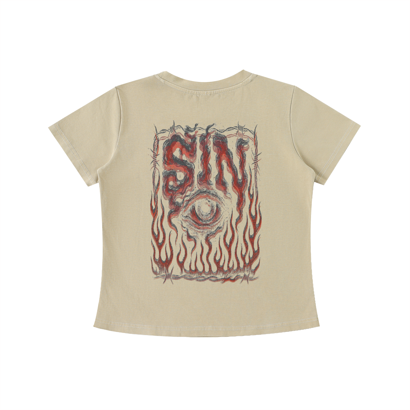 SIN Womens Vintage Wash Slim Fit T-shirt