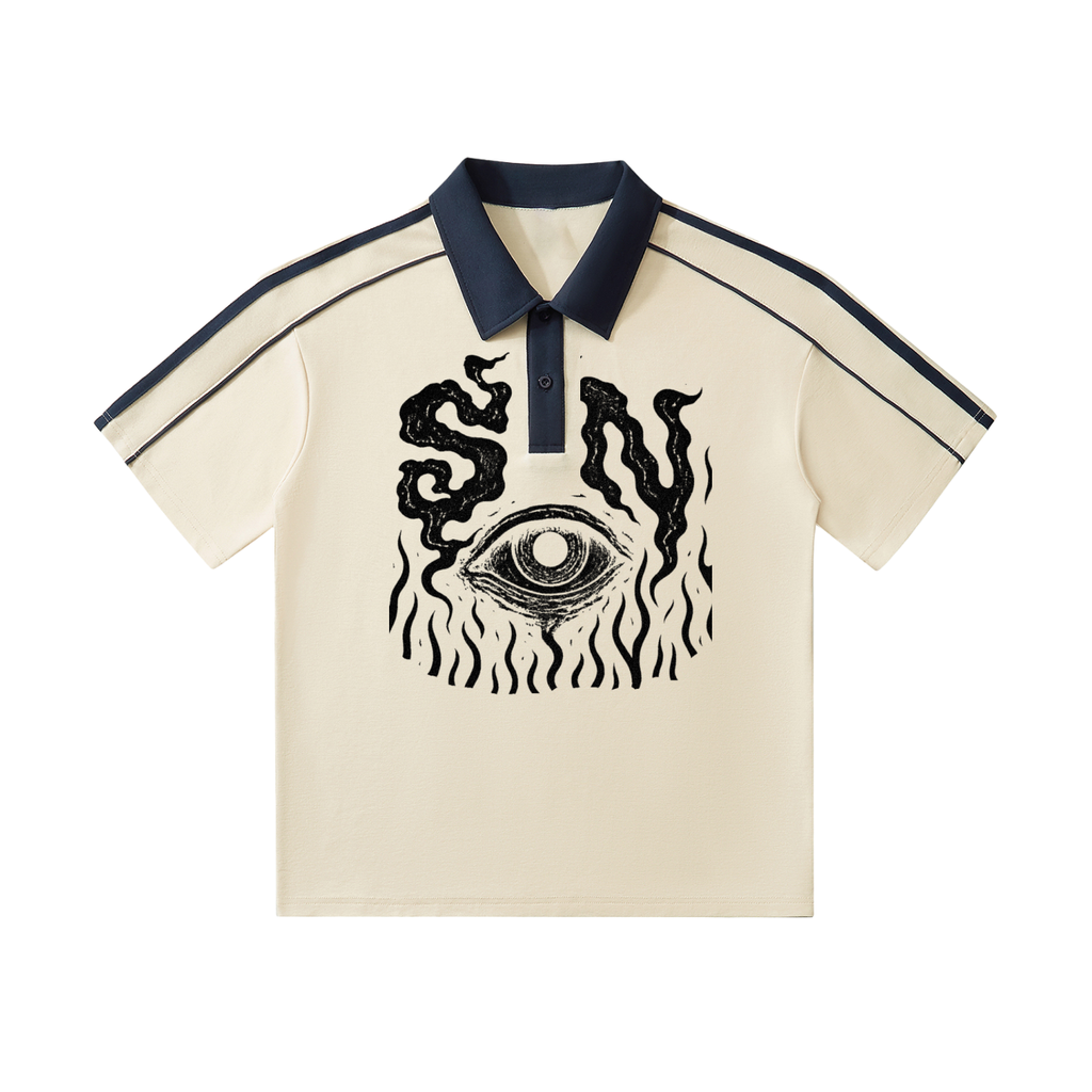 Contrast Collar Short-Sleeve Polo Shirt