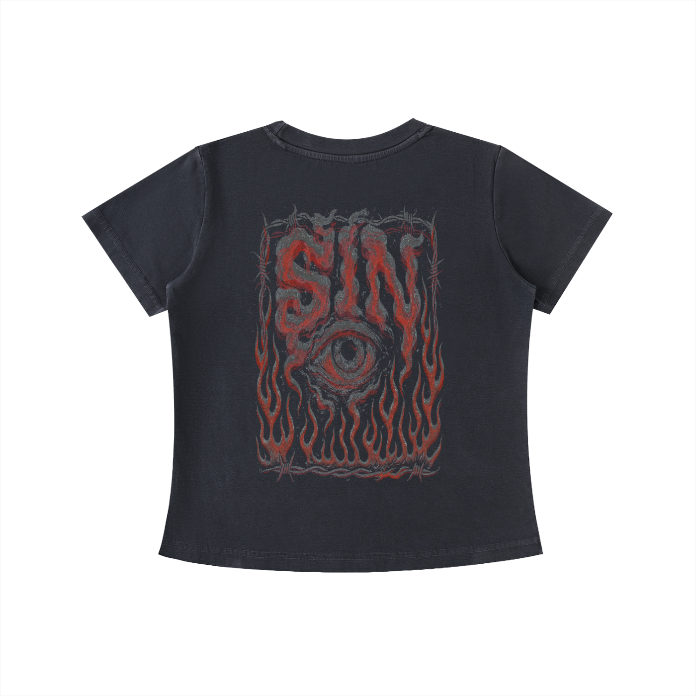SIN Womens Vintage Wash Slim Fit T-shirt