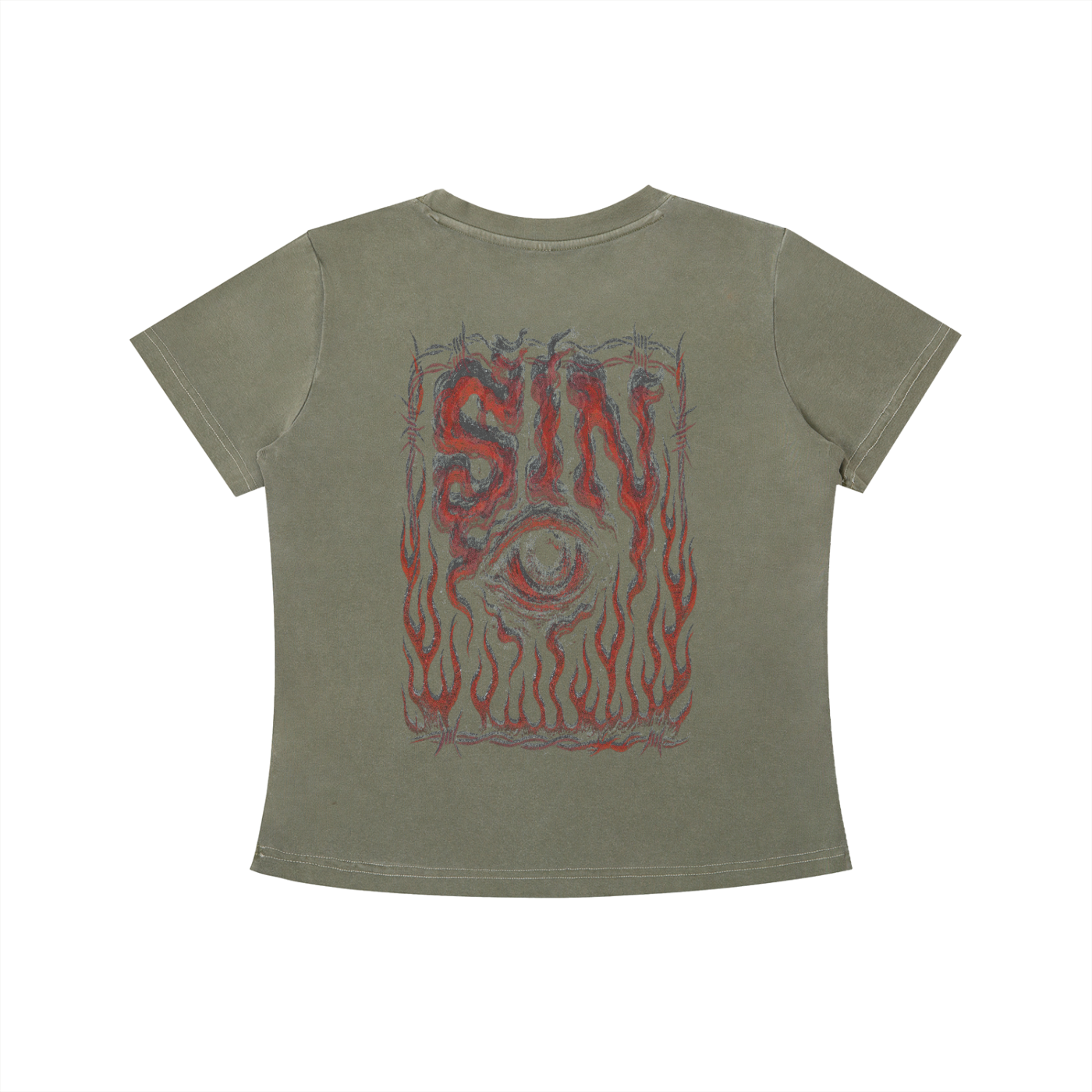 SIN Womens Vintage Wash Slim Fit T-shirt