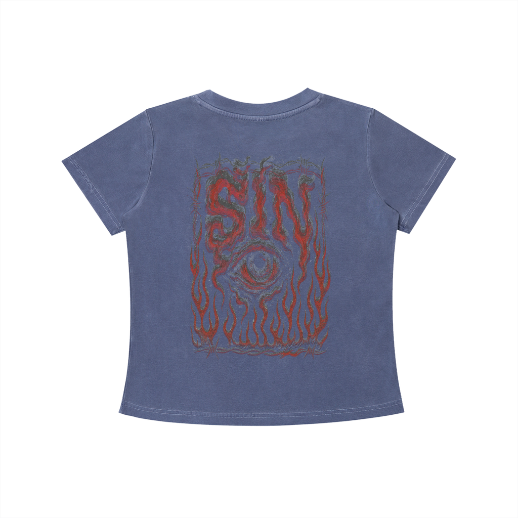 SIN Womens Vintage Wash Slim Fit T-shirt